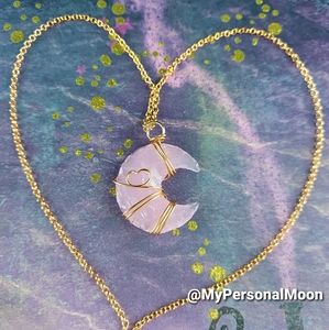Wire Wrapped Rose Quartz Moon